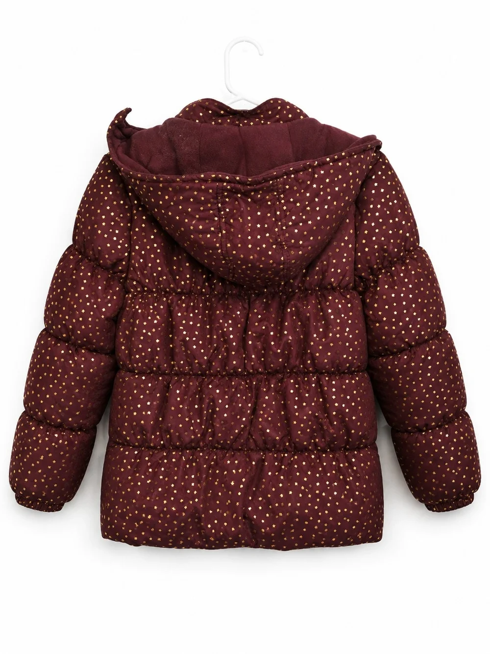 Pink Platinum Girls Maroon Puffer Jacket with Gold Star Print Size 14/16